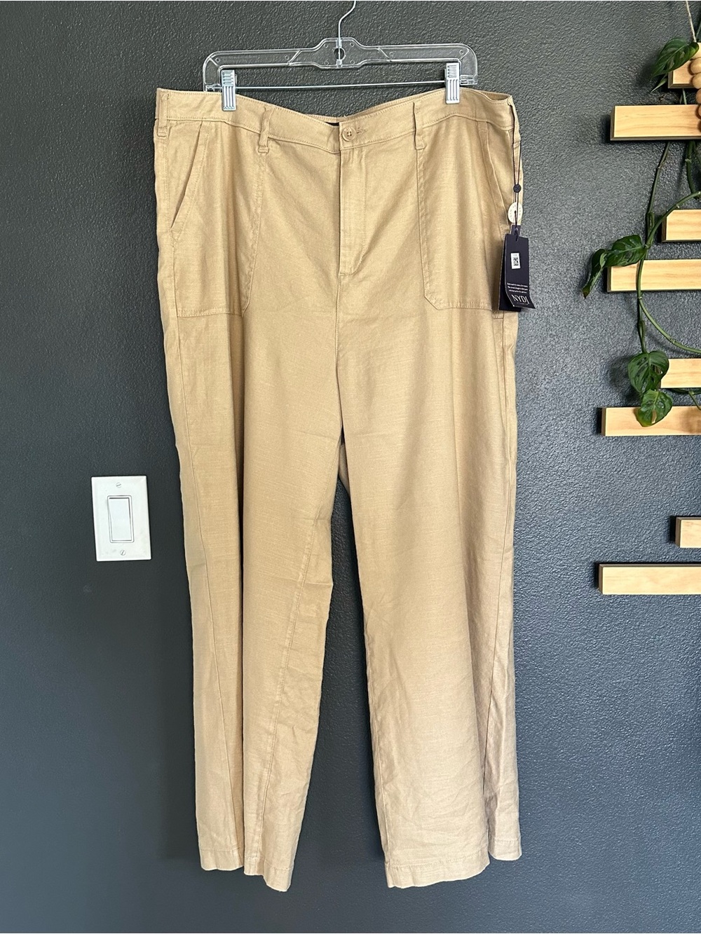 NYDJ Linen Blend Wide Leg Crop Pants Warm Sand Size 18 NWT - Picture 3 of 7